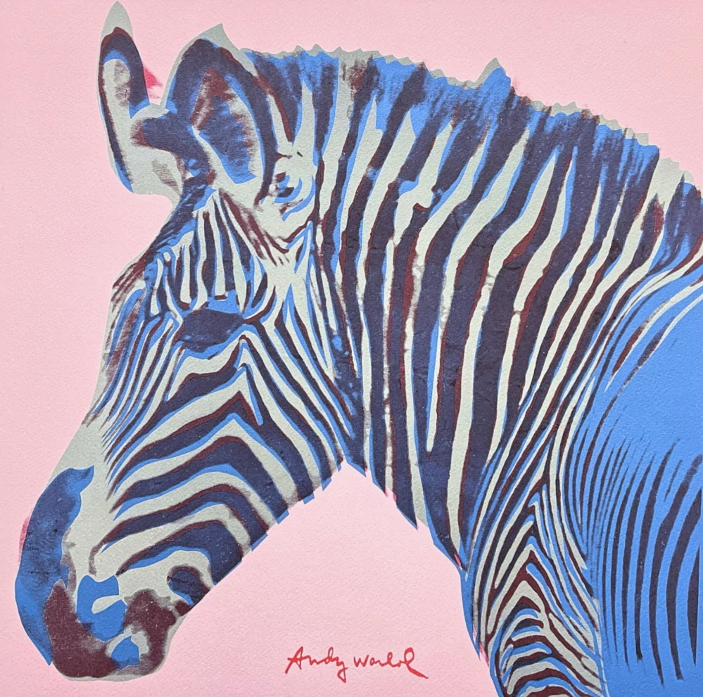 Andy Warhol - Grevys Zebra růžová 317/500 - signováno, 50x50cm, limitovaná edice CMOA s certifikátem