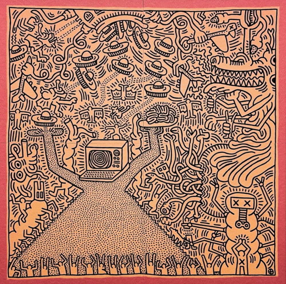 Keith Haring - Signal of Ufo 53/150 - signováno, limitovaná edice s certifikátem, 50x70 cm