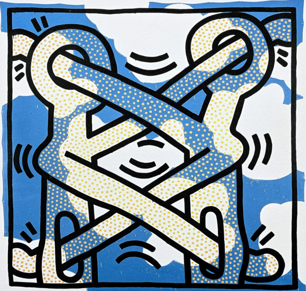 Keith Haring - Art attack on aids 135/150 - signováno, limitovaná edice s certifikátem, 50x70 cm