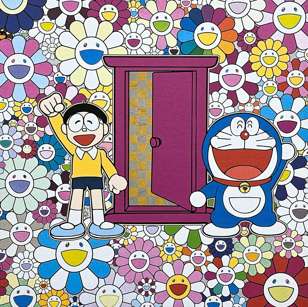 Takashi Murakami - Anywhere door in the field of flowers 150/300- signováno, číslovaná edice, 50x65 cm