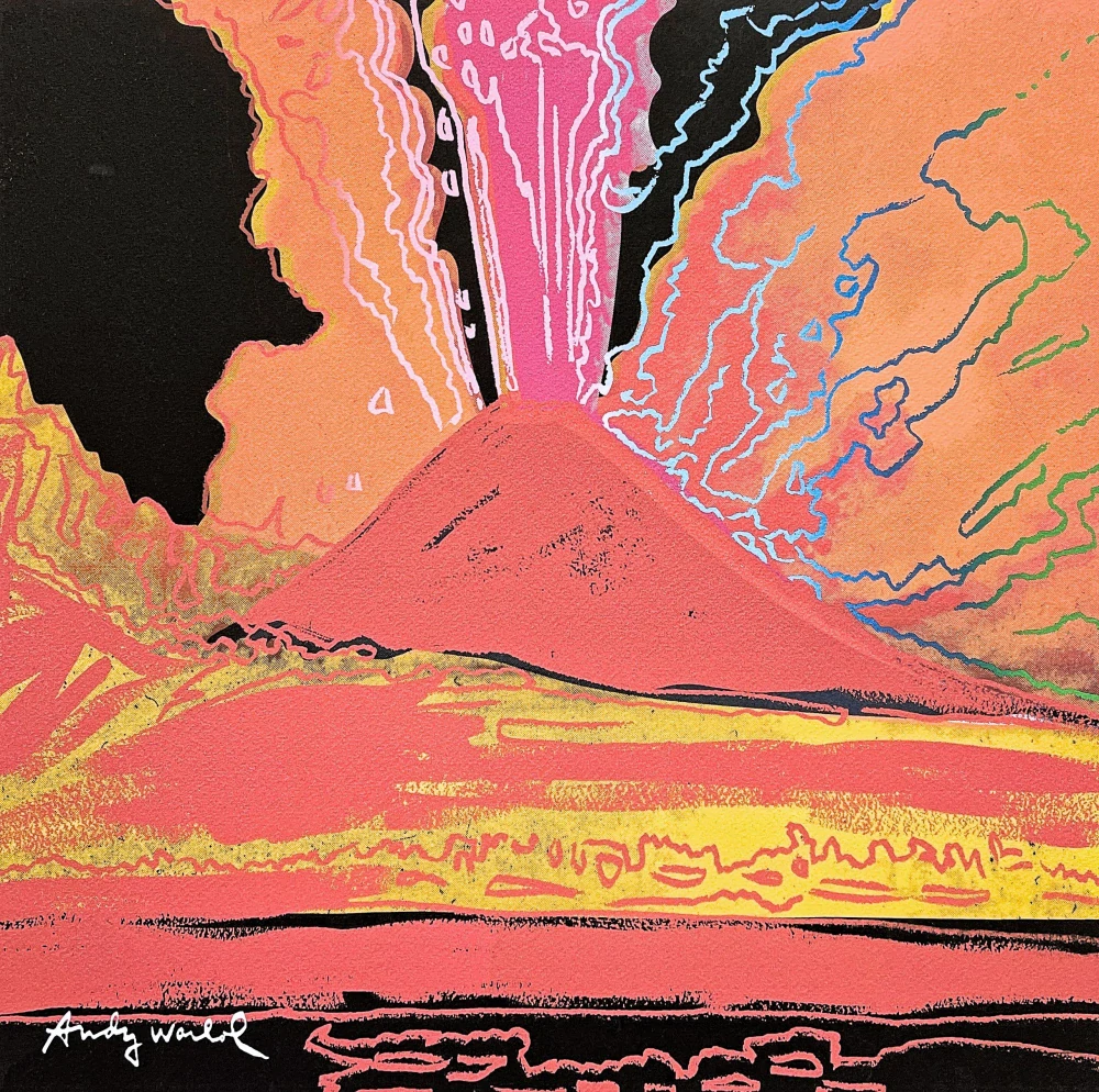 Andy Warhol - Vesuvius - červený 89/500 - signováno, 50x50cm, limitovaná edice CMOA s certifikátem