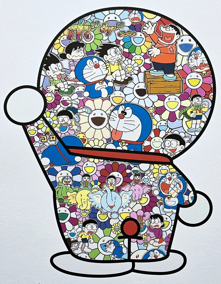 Takashi Murakami - Doraemon in the Field of Flowers I 40/300- signováno, číslovaná edice, 50x65 cm
