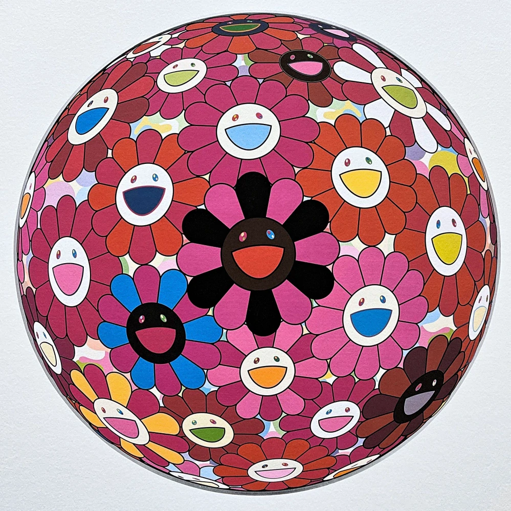 Takashi Murakami - Flowerball Black 55/300- signováno, číslovaná edice, 50x65 cm