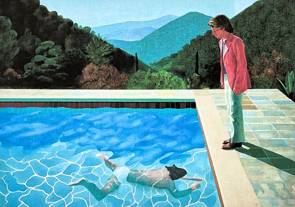 David Hockney - Portrait of an Artist Pool with two Figures II 16/500 - limitovaná edice s certifikátem, 50x35 cm
