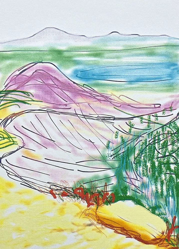 David Hockney - The Yosemite suite - Pink Mountain 58/500 - limitovaná edice s certifikátem, 35x50 cm