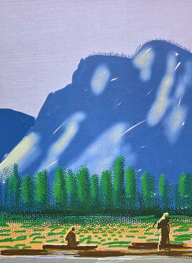 David Hockney - Fisherman in the Mountains x/500 - limitovaná edice s certifikátem, 35x50 cm