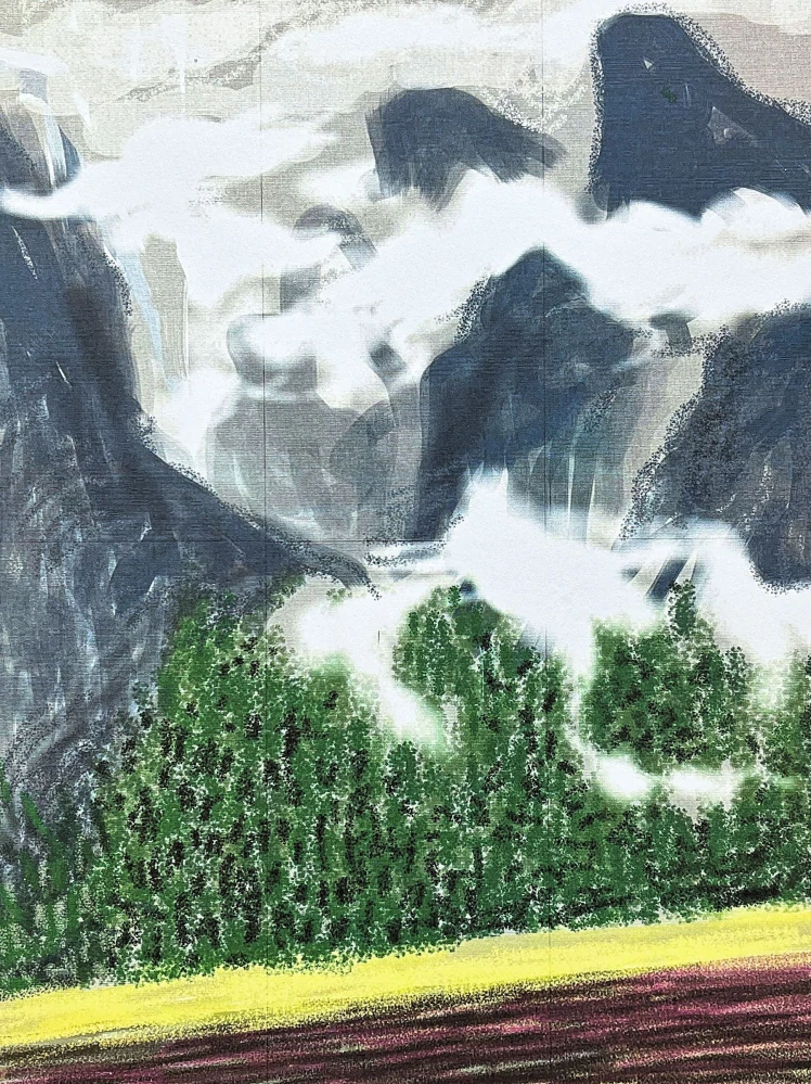 David Hockney - The Yosemite suite - Mountains in clouds 83/500 - limitovaná edice s certifikátem, 35x50 cm