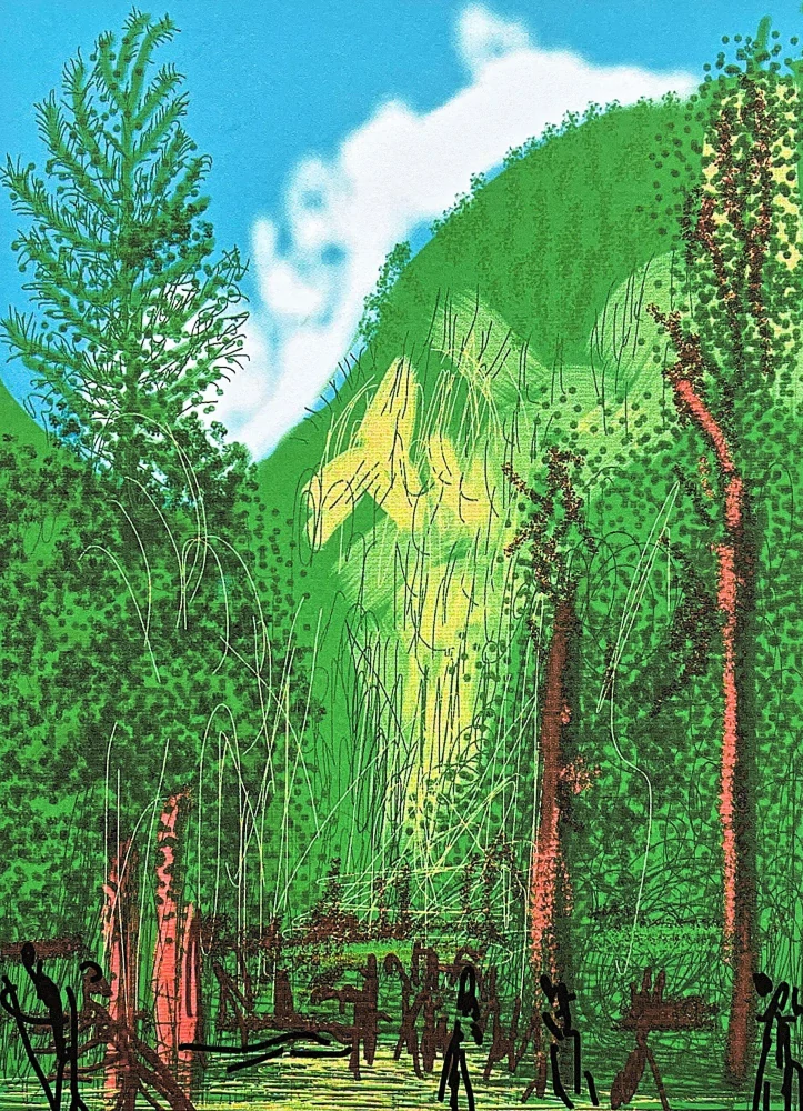 David Hockney - The Yosemite suite - Four Trees 38/500 - limitovaná edice s certifikátem, 35x50 cm