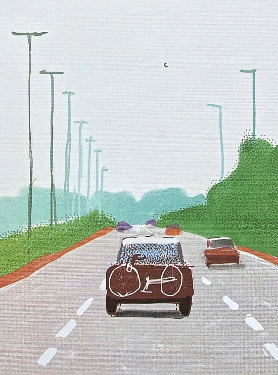 David Hockney - Car on the Road 60/500 - limitovaná edice s certifikátem, 35x50 cm