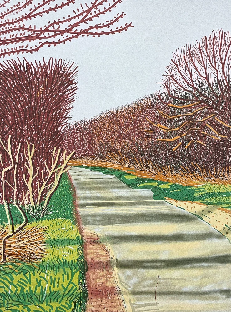 David Hockney - The Arrival of Spring in Woldgate 21th March - Road 31/500 - limitovaná edice s certifikátem, 35x50 cm