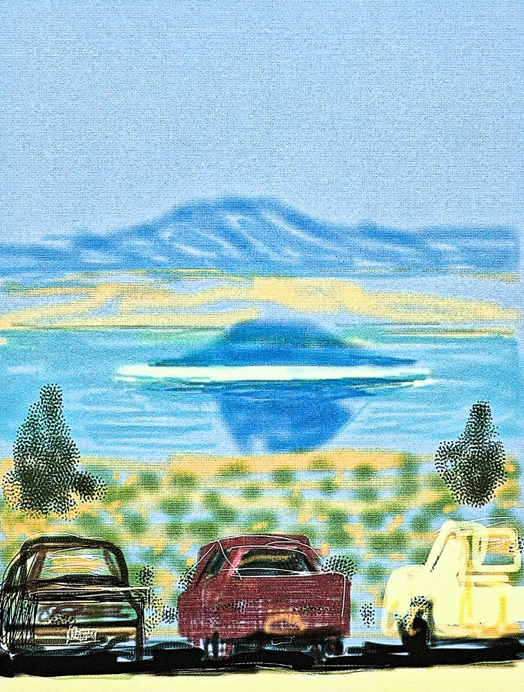 David Hockney - The Yosemite suite - Three Cars 175/500 - limitovaná edice s certifikátem, 35x50 cm