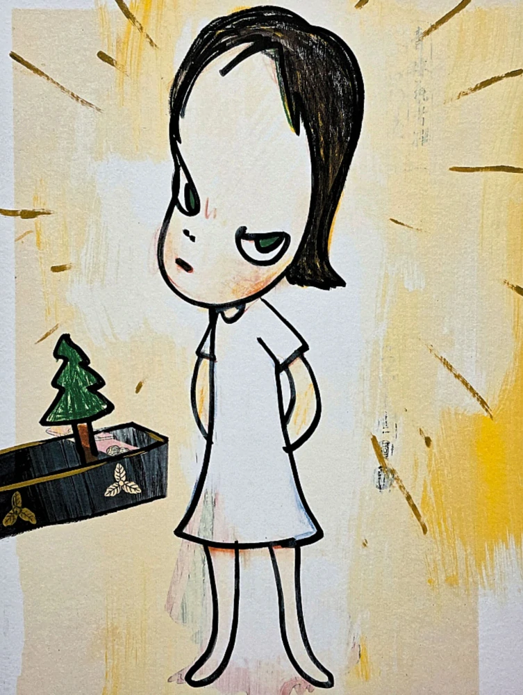Nara Yoshitomo - Girl with Tree 38/300 - signováno, číslovaná edice, 50x65 cm