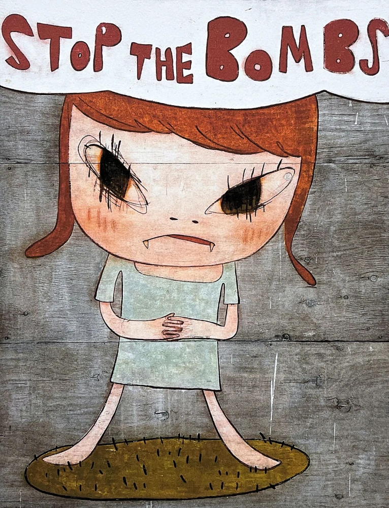 Nara Yoshitomo - Stop the Bombs 70/300 - signováno, číslovaná edice, 50x65 cm