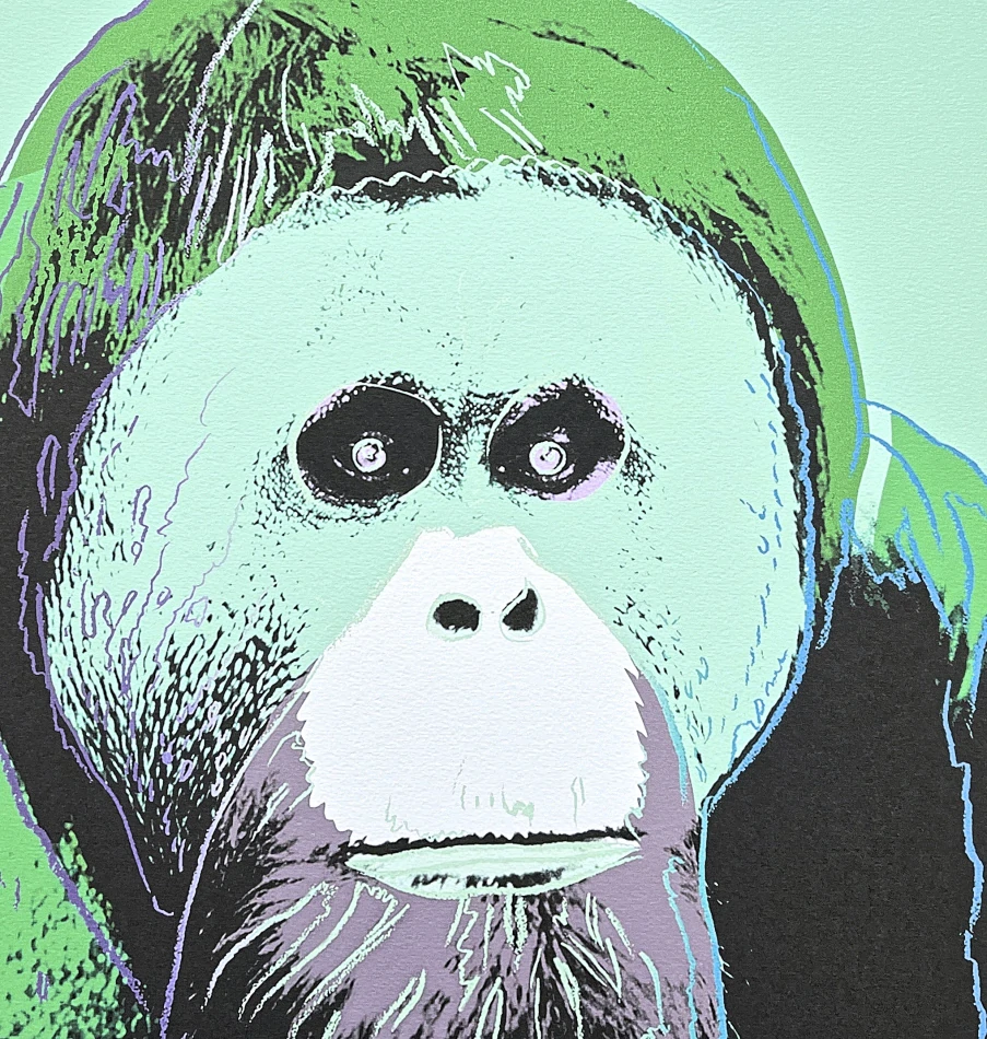 Andy Warhol - Orangutan zeleno-šedý 92/500 - signováno, 50x50cm, limitovaná edice CMOA s certifikátem