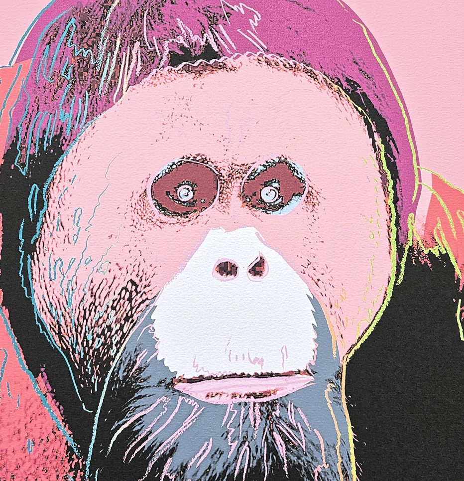 Andy Warhol - Orangutan béžovo-vínový 257/500 - signováno, 50x50cm, limitovaná edice CMOA s certifikátem