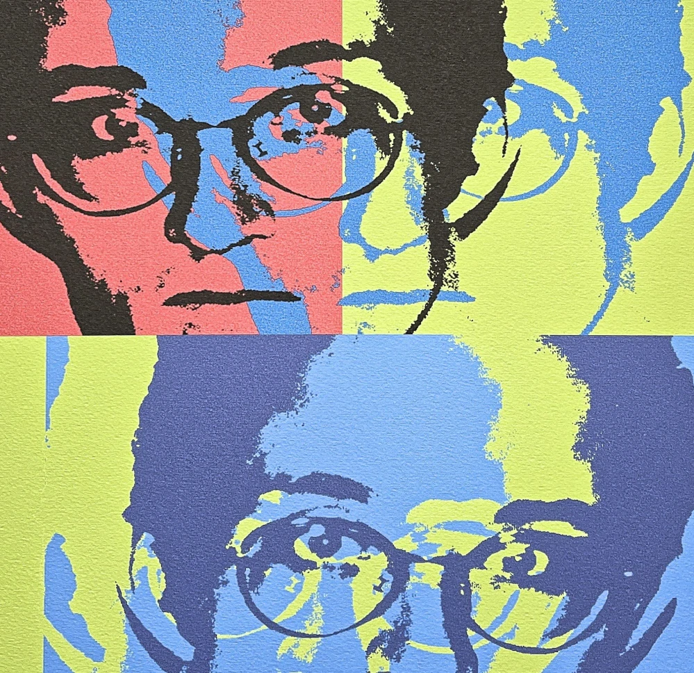 Andy Warhol - Keith Haring zeleno-modro-červený 333/500 - signováno, 50x50cm, limitovaná edice CMOA s certifikátem
