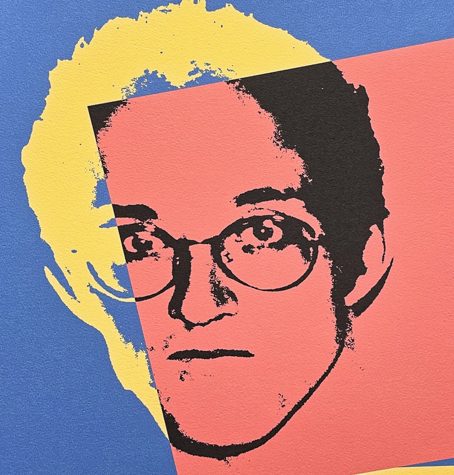 Andy Warhol - Keith Haring modro-žluto-červený 27/500 - signováno, 50x50cm, limitovaná edice CMOA s certifikátem