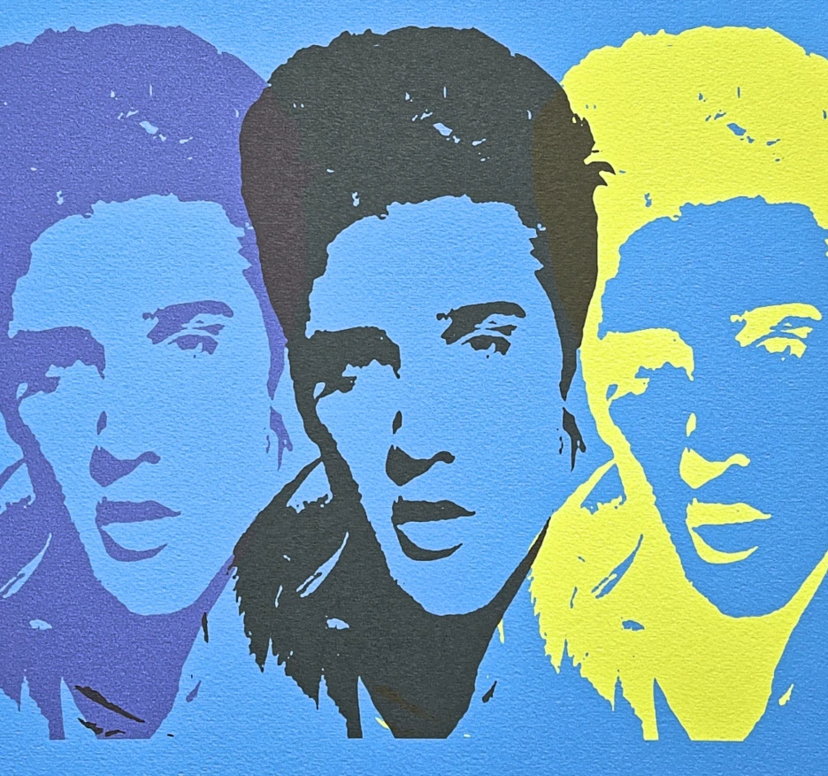 Andy Warhol - 3x Elvis Presley modré pozadí II 352/500 - signováno, 50x50cm, limitovaná edice CMOA s certifikátem
