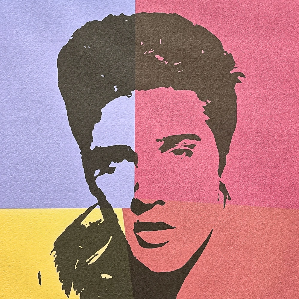 Andy Warhol - Elvis Presley v barevných obdélnících 94/500 - signováno, 50x50cm, limitovaná edice CMOA s certifikátem