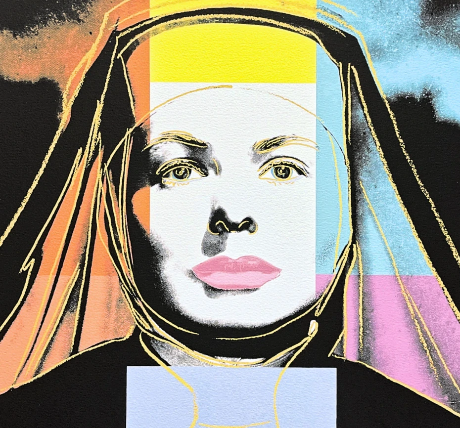 Andy Warhol - Ingrid Bergman as a Nun oranžovo-žlutá x/500 - signováno, 50x50cm, limitovaná edice CMOA s certifikátem