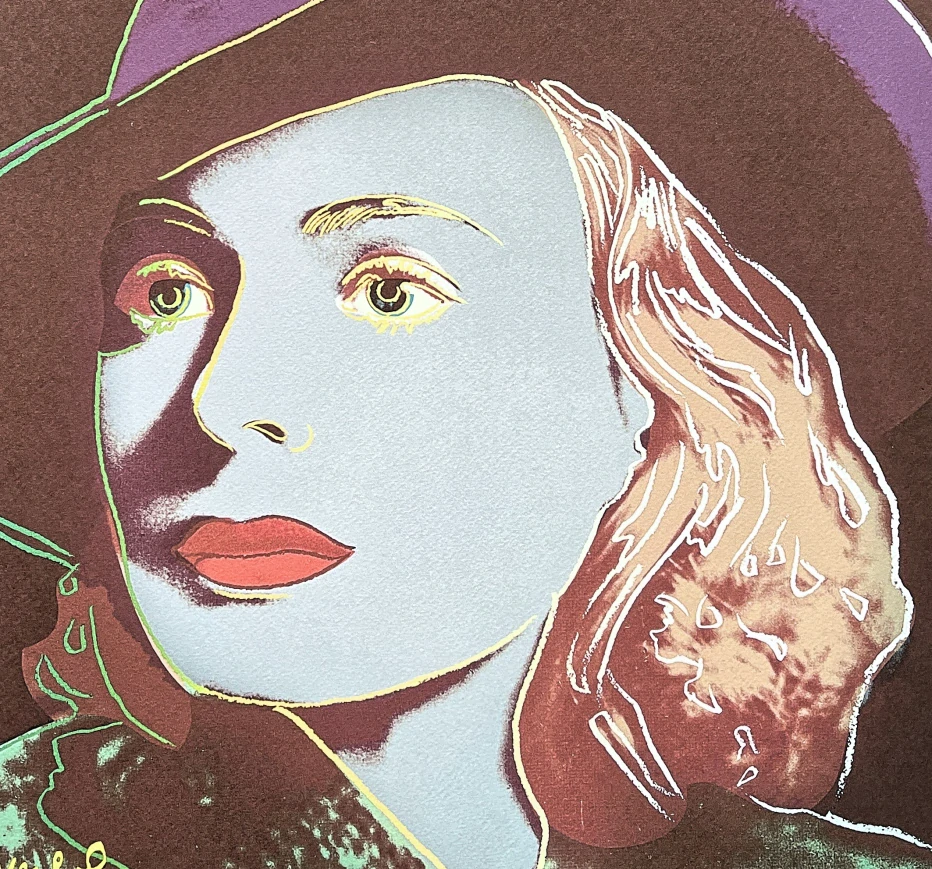 Andy Warhol - Ingrid Bergman fialovo-hnědá 90/500 - signováno, 50x50cm, limitovaná edice CMOA s certifikátem