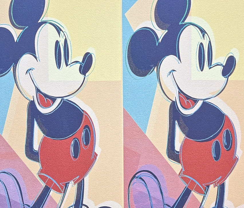 Andy Warhol - 2x Mickey Mouse 127/500 - signováno, 50x50cm, limitovaná edice CMOA s certifikátem