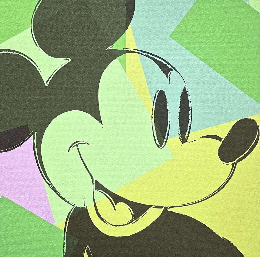 Andy Warhol - Mickey Mouse zeleno-žlutý 374/500 - signováno, 50x50cm, limitovaná edice CMOA s certifikátem