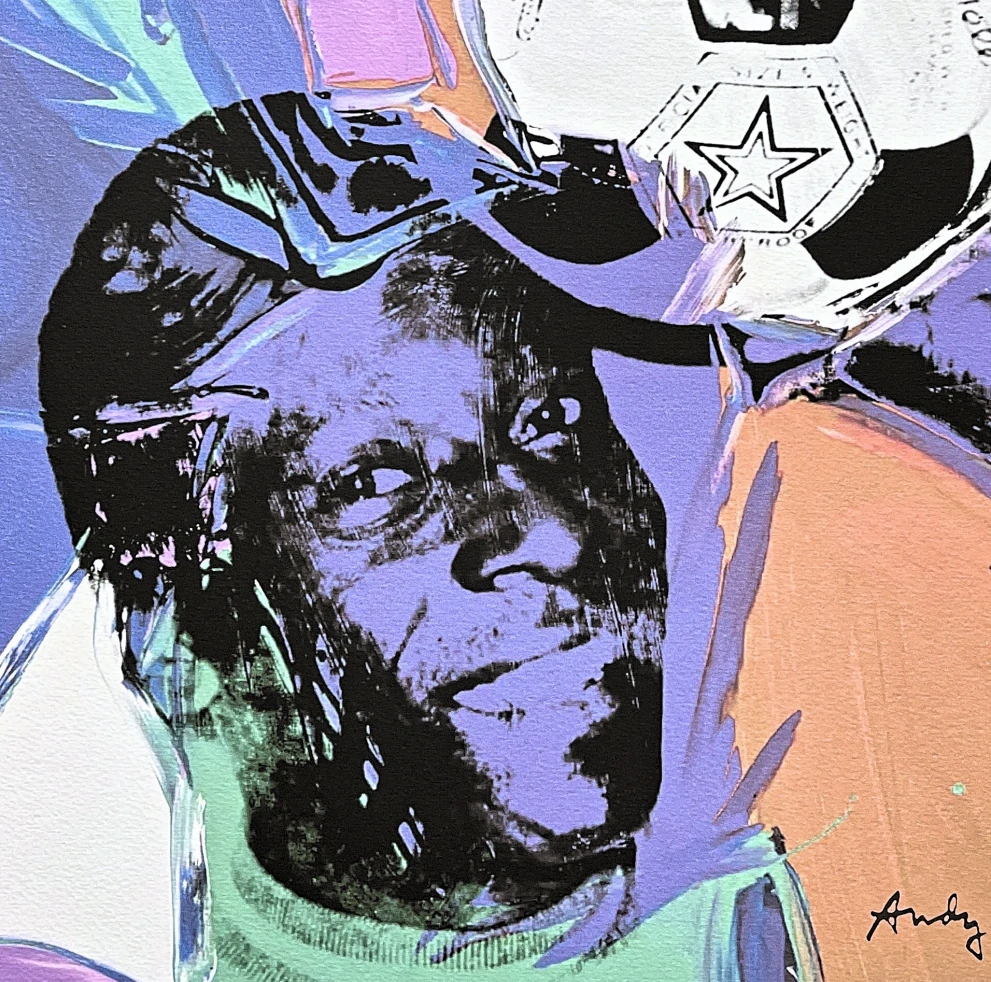 Andy Warhol - Pelé fialovo-zelený 204/500 - signováno, 50x50cm, limitovaná edice CMOA s certifikátem