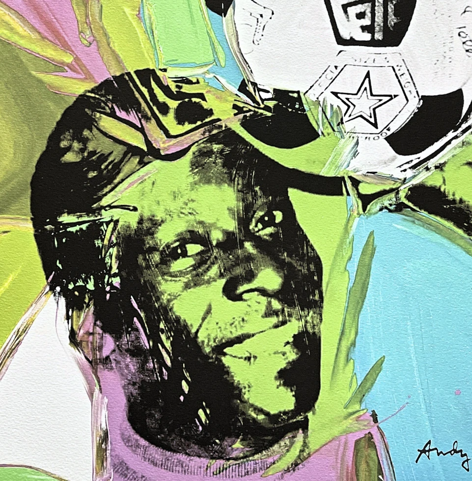 Andy Warhol - Pelé zeleno-růžový 415/500 - signováno, 50x50cm, limitovaná edice CMOA s certifikátem