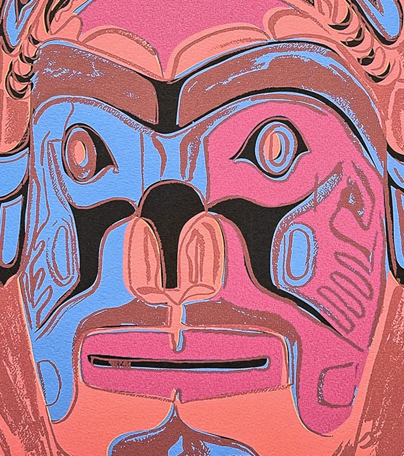 Andy Warhol - Northwest Coast Mask růžová 327/500 - signováno, 50x50cm, limitovaná edice CMOA s certifikátem