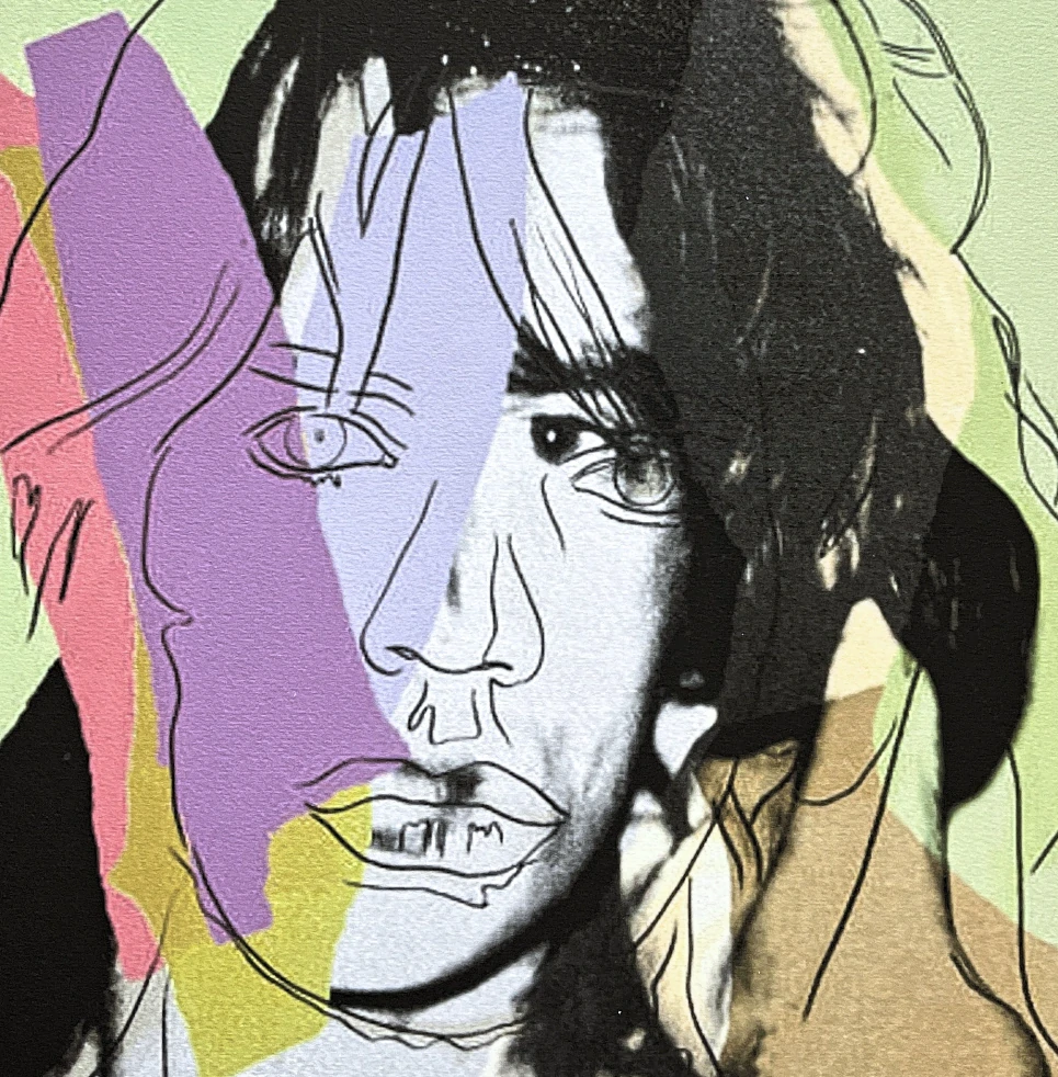 Andy Warhol - Mick Jagger zeleno-černý x/500 - signováno, 50x50cm, limitovaná edice CMOA s certifikátem