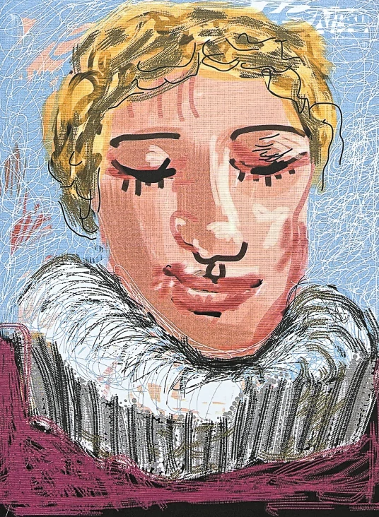 David Hockney - Portrait with blond hair 63/500 - limitovaná edice, s certifikátem, 35x50 cm
