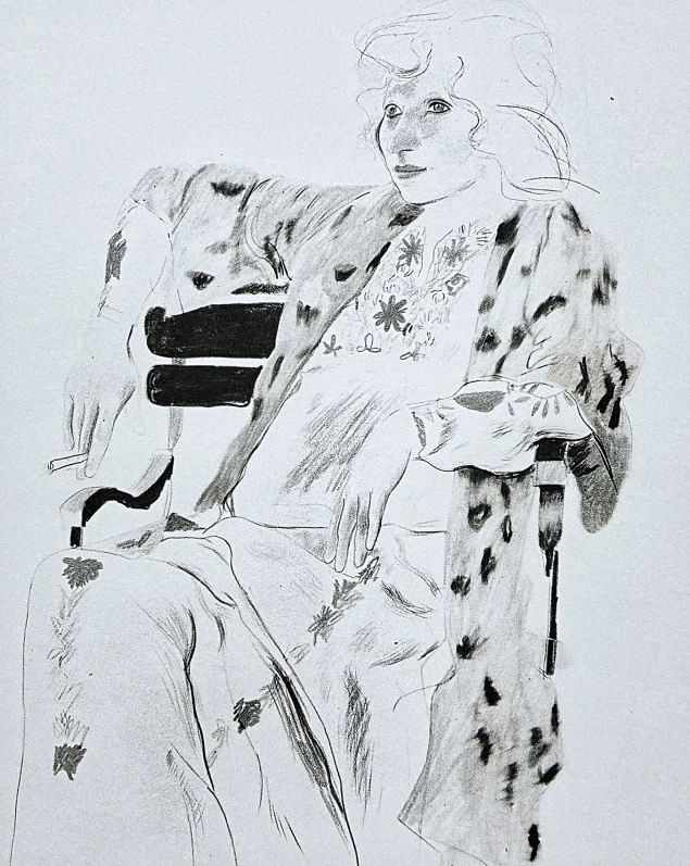 David Hockney - Woman on the Bench 12/500 - limitovaná edice, s certifikátem, 35x50 cm