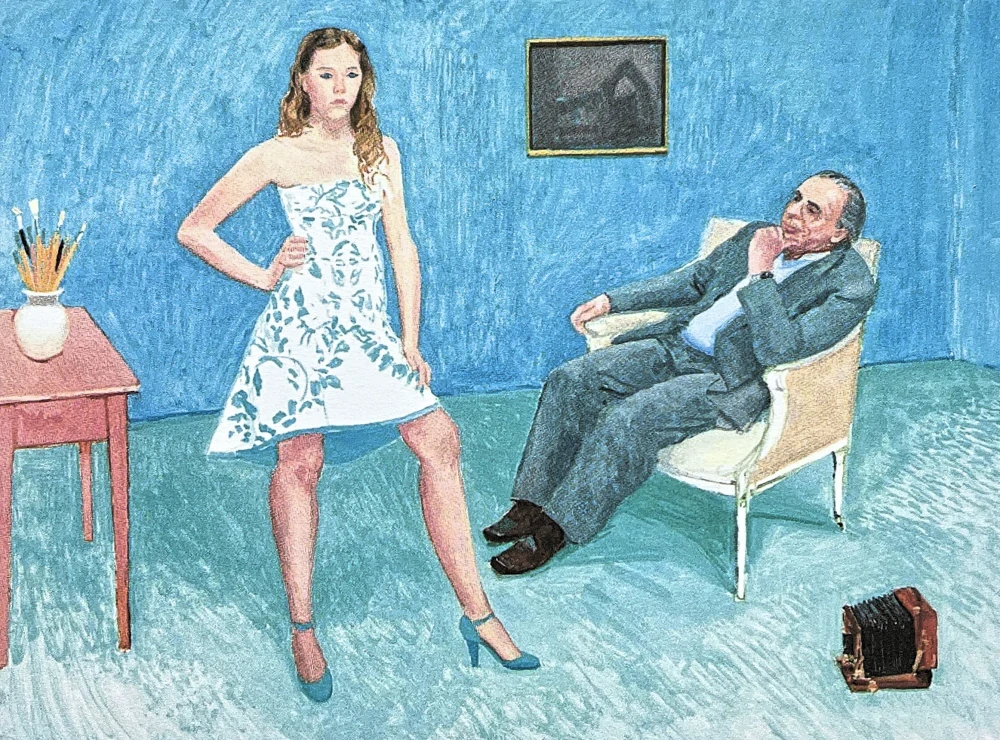 David Hockney - The Photographer and his daughter 101/500 - limitovaná edice s certifikátem, 50x35 cm