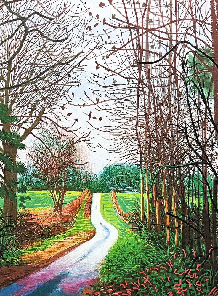 David Hockney - The Arrival of Spring in Woldgate 29th December 63/500 - limitovaná edice s certifikátem, 35x50 cm