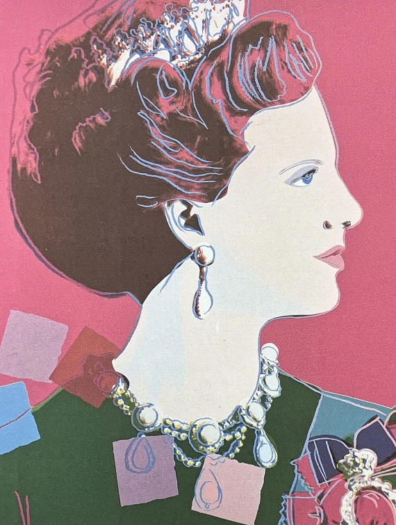 Andy Warhol - Queen Margarethe vínovo-růžová 74 15/100 - edice Leo Castelli s certifikátem