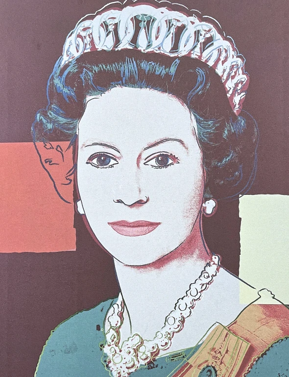 Andy Warhol - Queen Elizabeth II. hnědo-červená 38/100 - edice Leo Castelli s certifikátem
