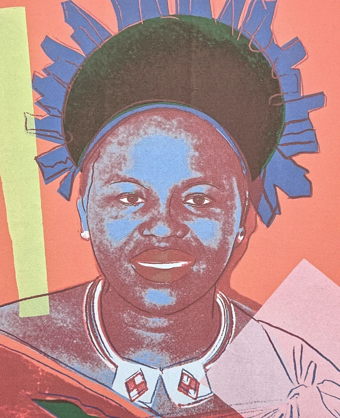 Andy Warhol - Queen Ntombi Twala of Swaziland červeno-zelená 10/100 - edice Leo Castelli s certifikátem