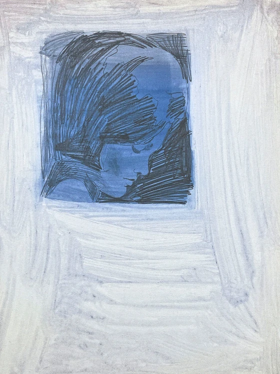 Andy Warhol - Portrait in pencil modrá 28/100 - edice Leo Castelli s certifikátem