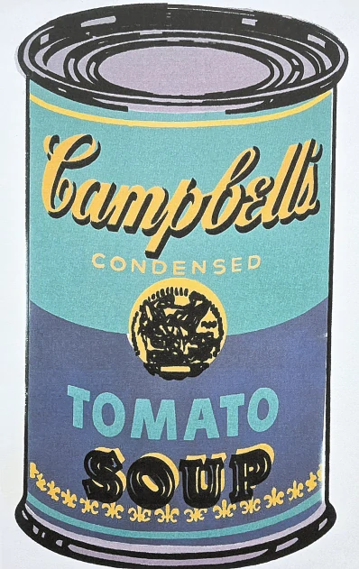 Andy Warhol - Campbell's Soup Tomato Soup modrá na bílém pozadí 10/100 - edice Leo Castelli s certifikátem