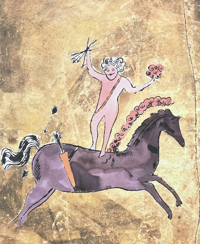 Andy Warhol - Cupid atop purple horse x/100 - edice Leo Castelli s certifikátem