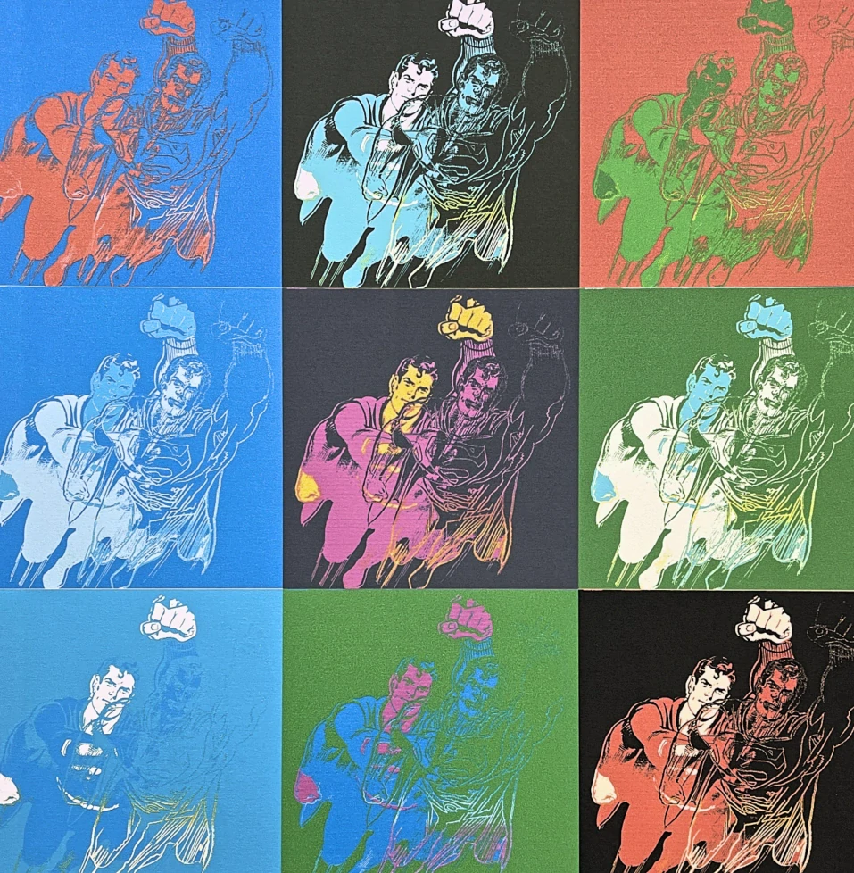 Andy Warhol - 9x Superman barevný 76/100 - edice Leo Castelli s certifikátem