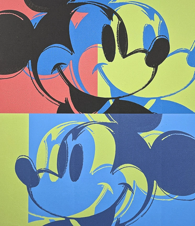 Andy Warhol - Mickey Mouse červeno-zeleno-modrý 42/100 - edice Leo Castelli s certifikátem