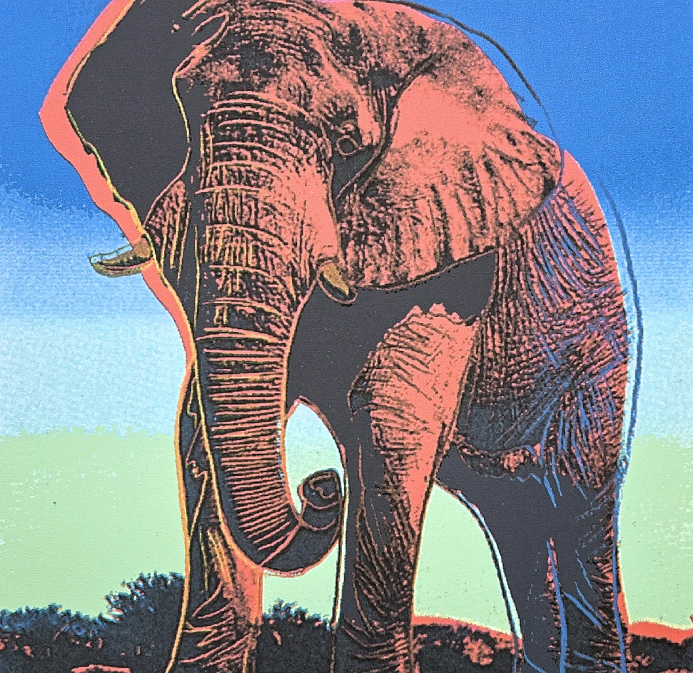Andy Warhol - Elephnat na zeleno-modrém pozadí 81/100 - edice Leo Castelli s certifikátem