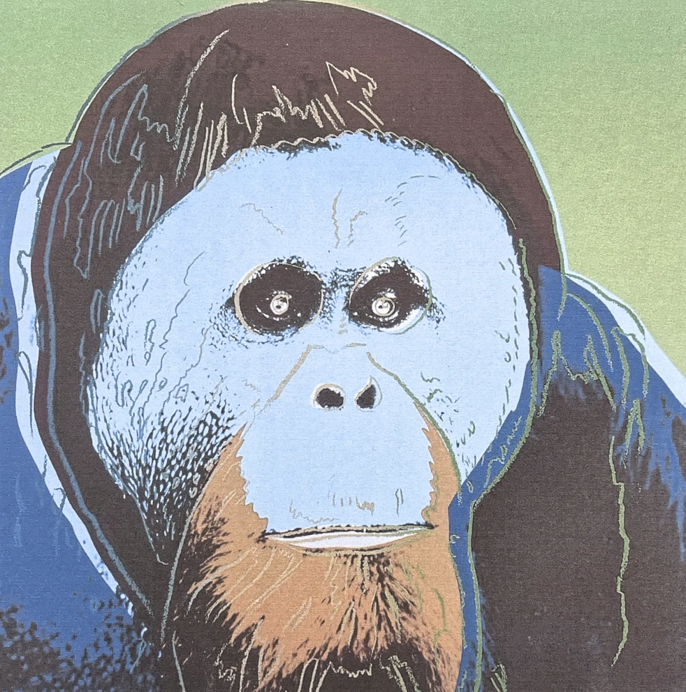 Andy Warhol - Orangutan modrý na zeleném pozadí 5/100 - edice Leo Castelli s certifikátem
