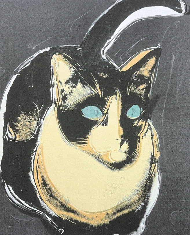 Andy Warhol - The Great Cat béžovo-černá x/100 - edice Leo Castelli s certifikátem