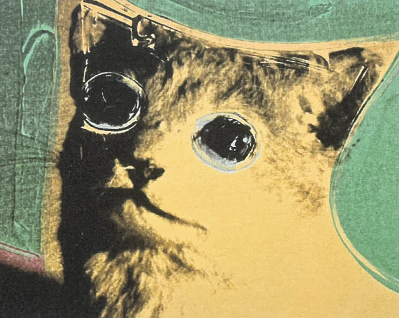 Andy Warhol - Cat žluto-zelená 4/100 - edice Leo Castelli s certifikátem