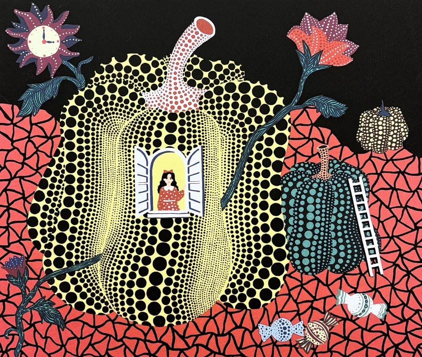 Yayoi Kusama - Hello x/500 - signováno, číslovaná edice, 50x65 cm