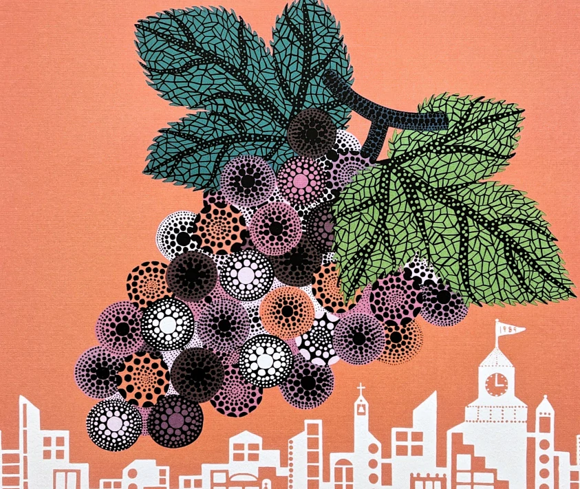 Yayoi Kusama - Grapes in the city 42/500 - signováno, číslovaná edice, 50x65 cm