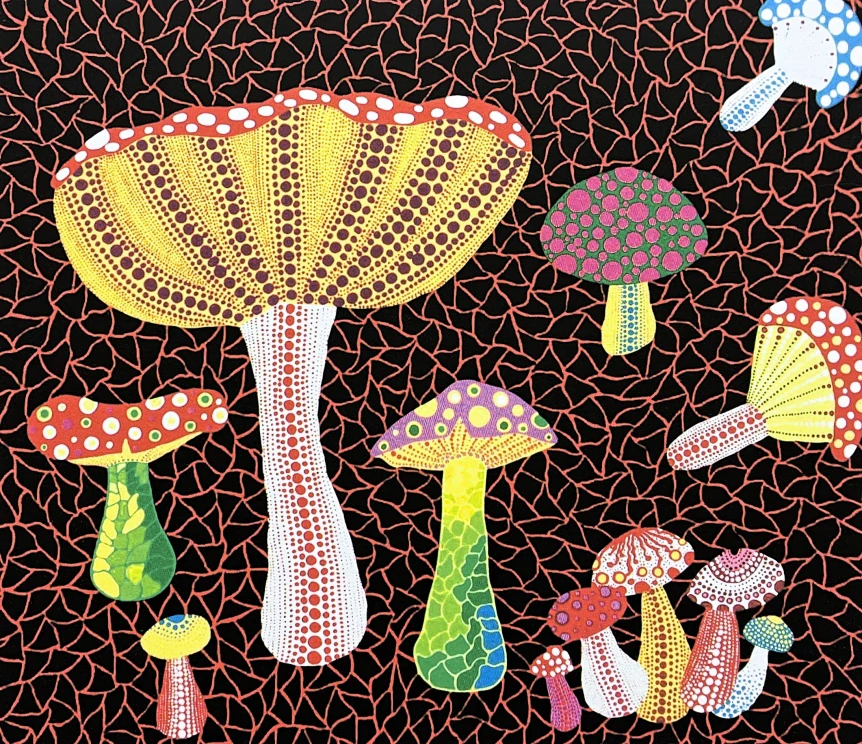 Yayoi Kusama - Toadstools II 121/500 - signováno, číslovaná edice, 50x65 cm